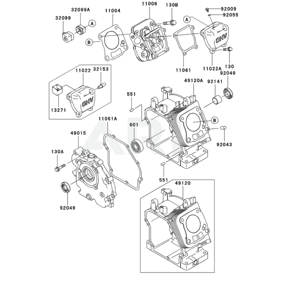 Cylinder/Crankcase Kawasaki FJ100D