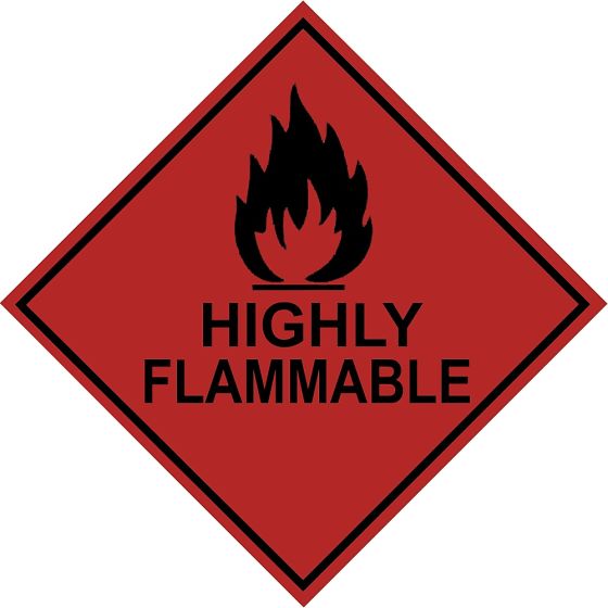 Highly Flammable Hazard Warning Diamond Label 100mm x 100mm