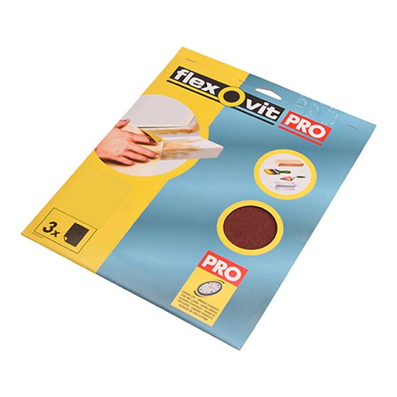 Aluminium Oxide Sanding Sheets 230 x 280mm Medium 80g (3) by Flexovit - 63642526312