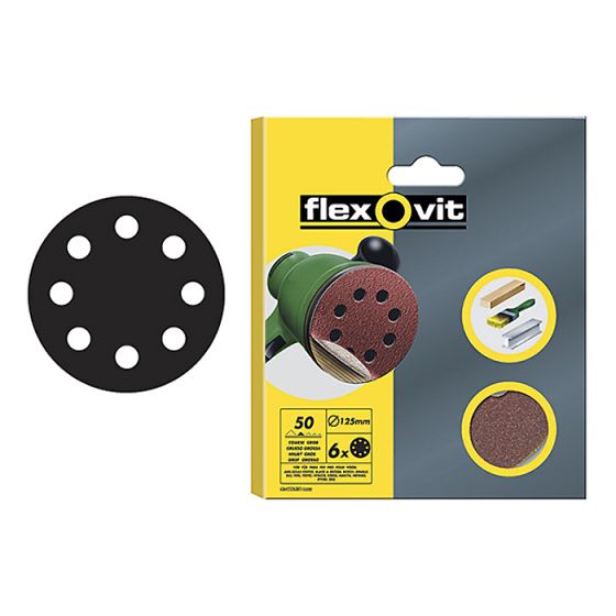 Hook & Loop Sanding Discs 115mm Medium 80g (Pack of 6) by Flexovit - 63642526385