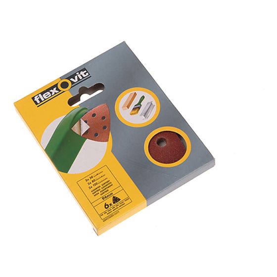 Delta Hook & Loop Sanding Sheets 94mm Coarse 50g (6) by Flexovit - 63642526398