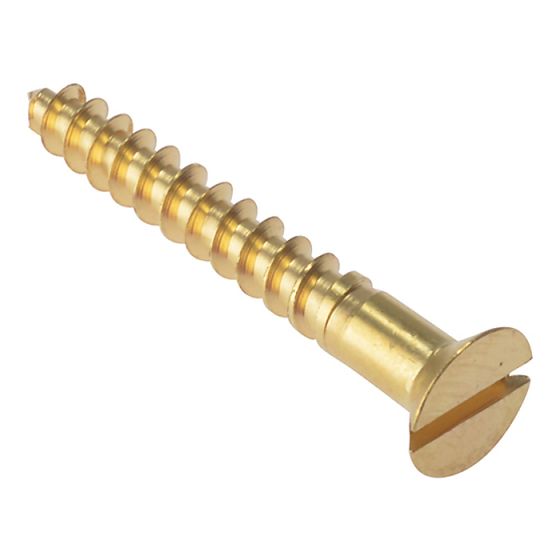 Wood Screw Slotted CSK Solid Brass 1in x 8 Box 200 by Forgefix - CSK18BR