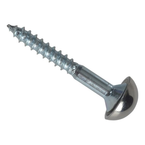 Mirror Screw Chrome Domed Top Slotted ZP 1.1/4in x 8 Forge Pack 8 by Forgefix - FPMS1148