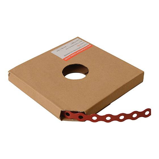 Red Plastic Coated Pre-Galvanised Band 17mm x 0.8 x 10m Box 1 by Forgefix - PCBR17