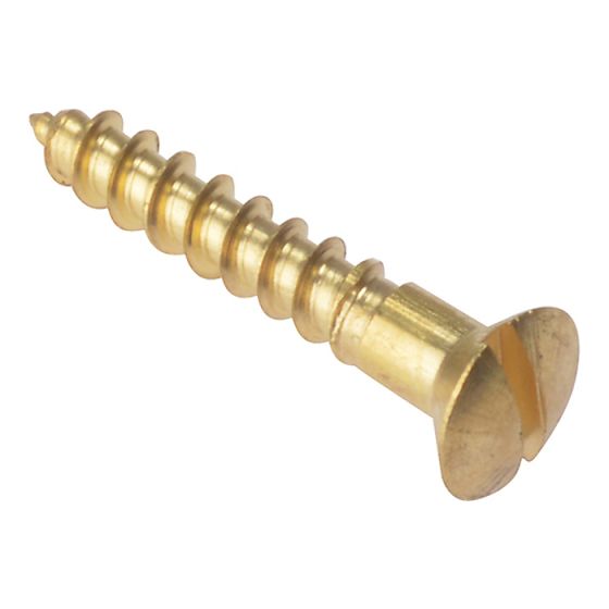 Wood Screw Slotted Raised Head ST Solid Brass 1in x 8 Box 200 by Forgefix - RAH18BR