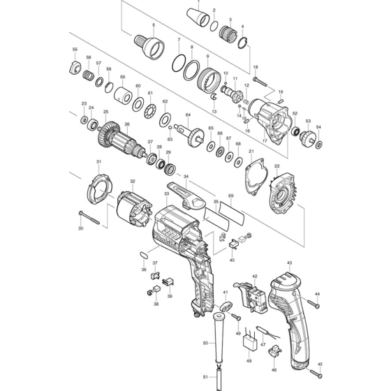 Makita FS2700 Screwgun Assembly