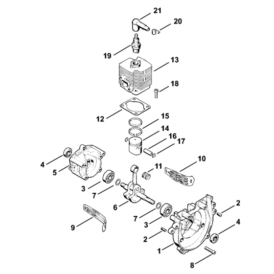 Stihl FS62 FS66 Crankcase Cylinder Assembly
