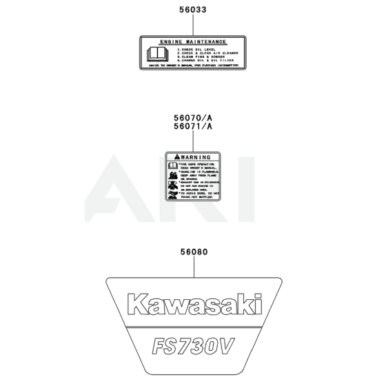 Kawasaki FS730V Engine Label