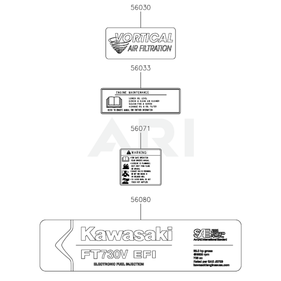 Kawasaki FT730V Engine Label