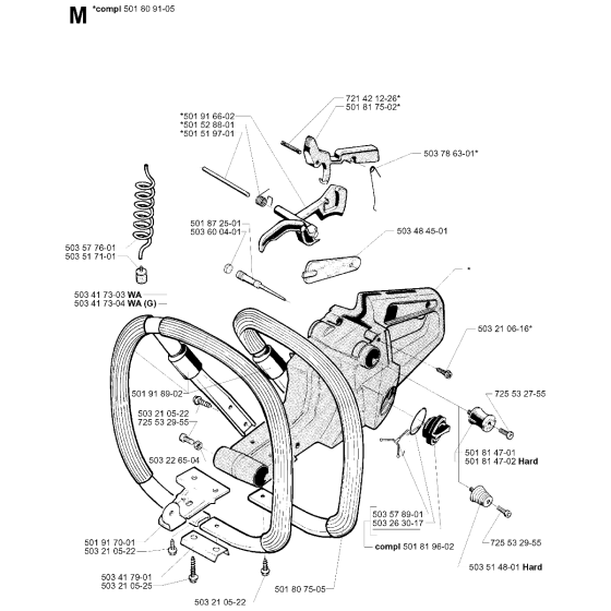 Fuel Tank & Handle Assembly for Husqvarna 288 Chainsaws