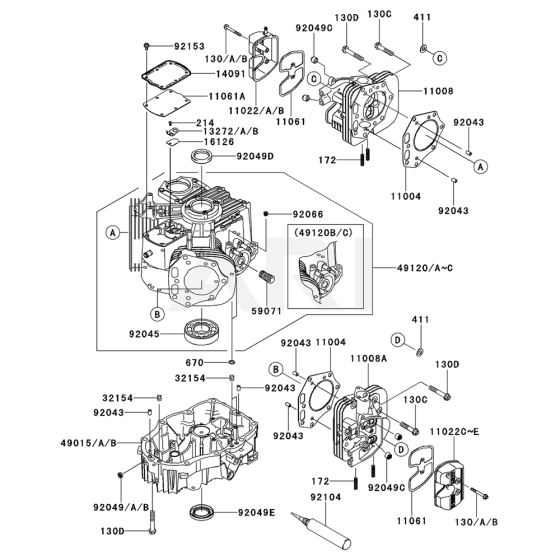 Cylinder/Crankcase Kawasaki FX801V