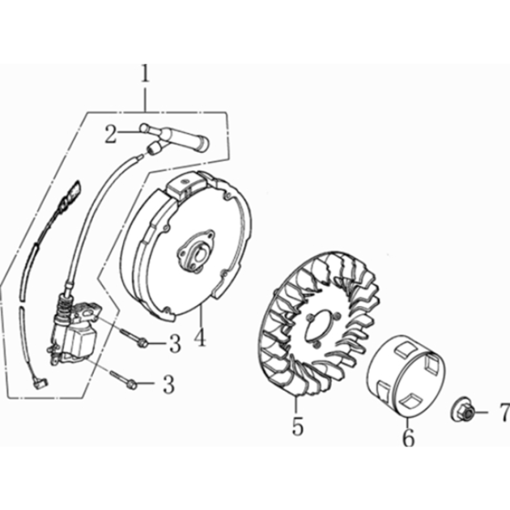 Flywheel/Coil Assembly Loncin G120F