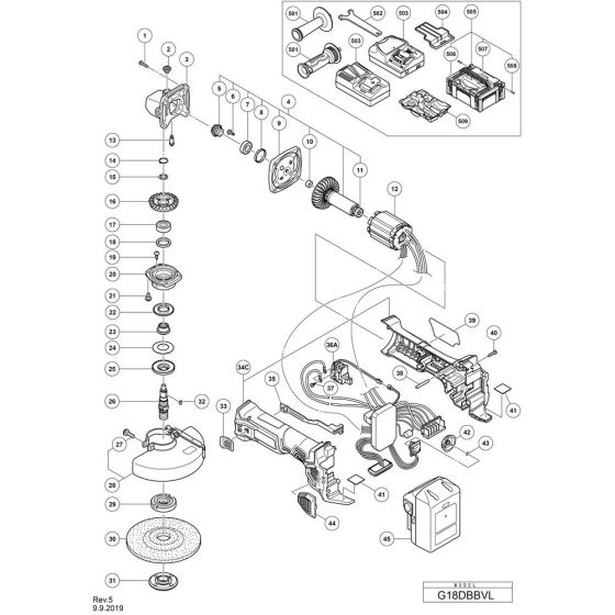 Main Assembly for Hikoki Grinder
