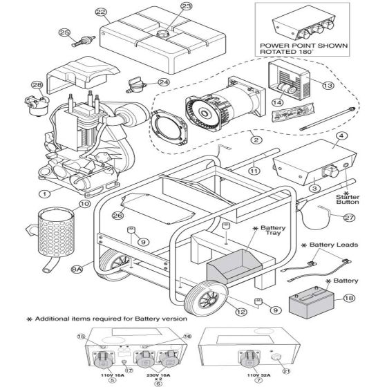 Main Assembly for Belle G5000 Generator with Lister Engine