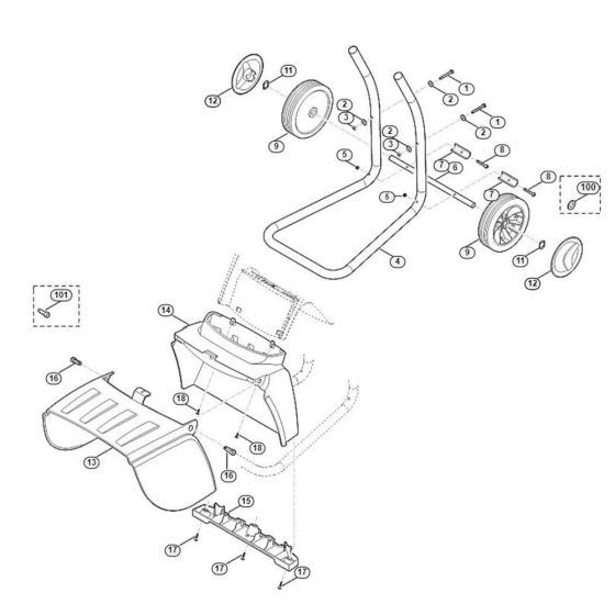 Wheel Carrier for Stihl/Viking GE 150.1