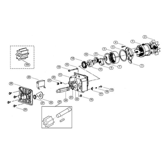Motor, Cutting System Assembly