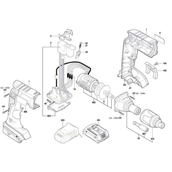Cordless Screwdriver Assembly