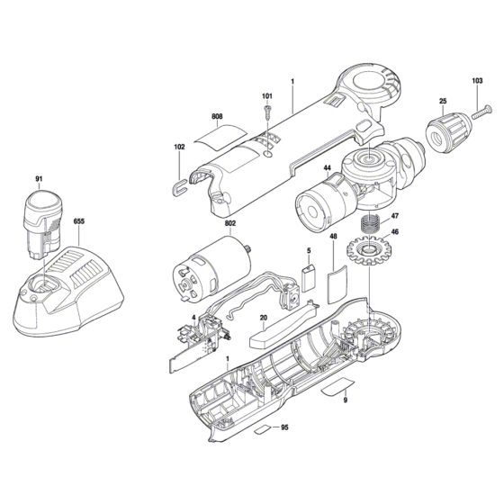 Bosch GWB 12V-10 Drill Assembly