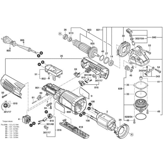 Main Assembly for Bosch GWS 11-125P