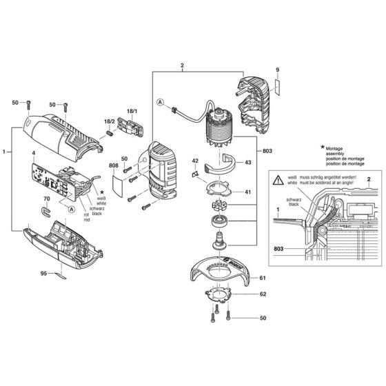Main Assembly for Bosch GWS 12V-76 (3 601 JF2 0C1) Angle Grinders