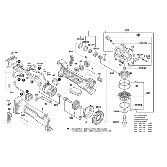 Main Assembly-1 for Bosch GWS 18V-125 C Angle Grinders