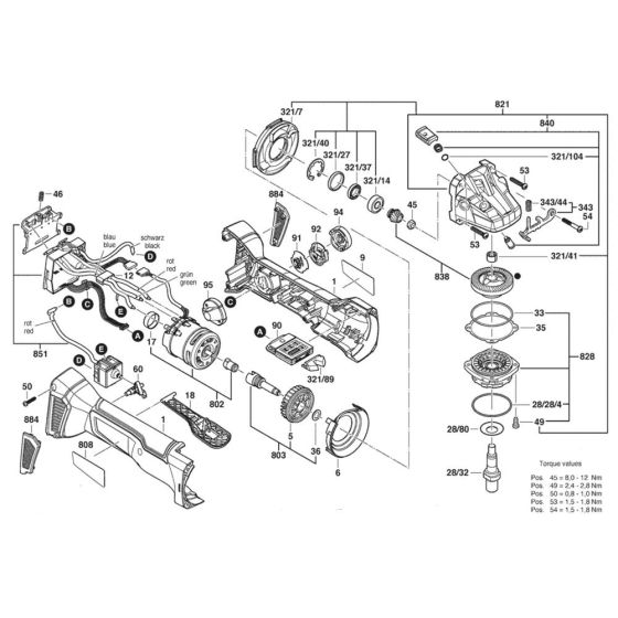 Main Assembly for Bosch GWS 18V-10