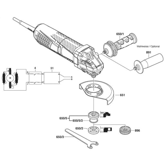 Main Assembly for Bosch GWS 9-115P