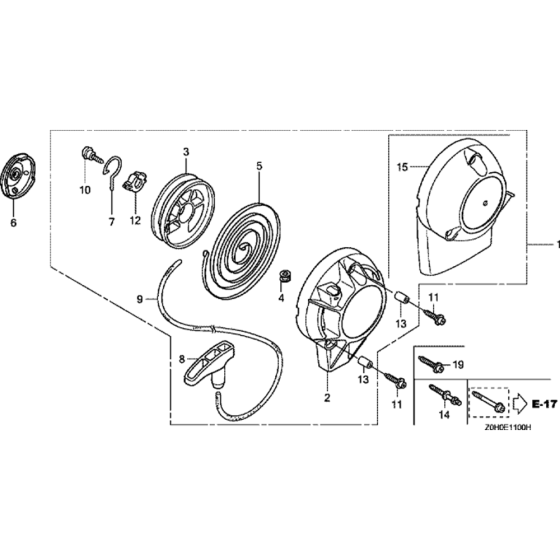 Recoil Starter Assembly for Honda GX25 (GCAAM) Engines