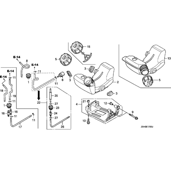 Fuel Tank Assembly for Honda GX25 (GCAAM) Engines