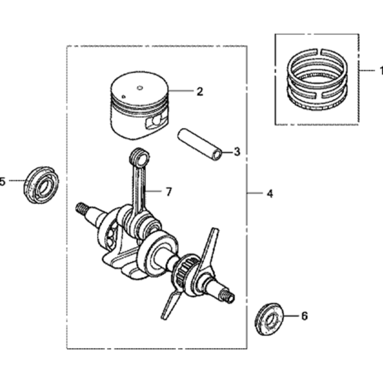 Crankshaft/Piston Assembly for Honda GX25T (GCALT) Engines