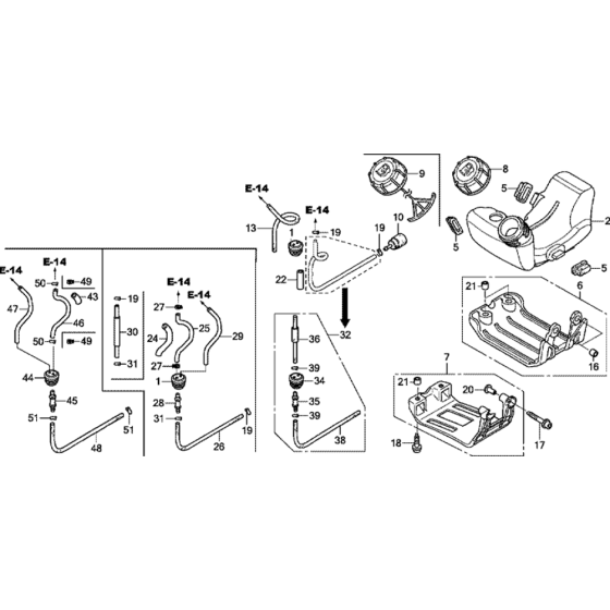 Fuel Tank Assembly for Honda GX25T (GCALT) Engines