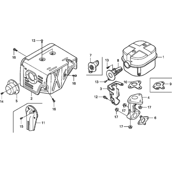 Muffler Assembly for Honda GX340UT1