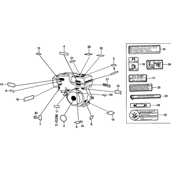 Label for Honda GX390K1 (GCAA) Engines up to S/N 3249629