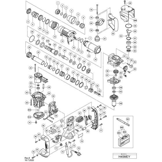 Hikoki H45MEY Main Assembly