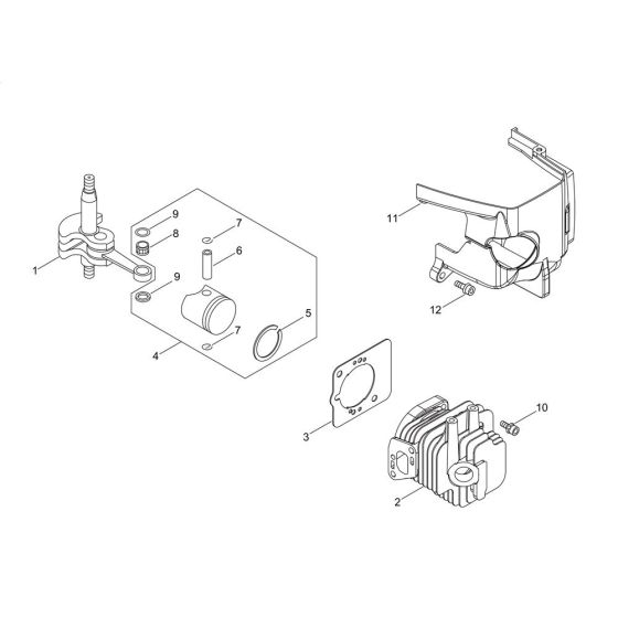 Cylinder, Piston, Crankshaft
