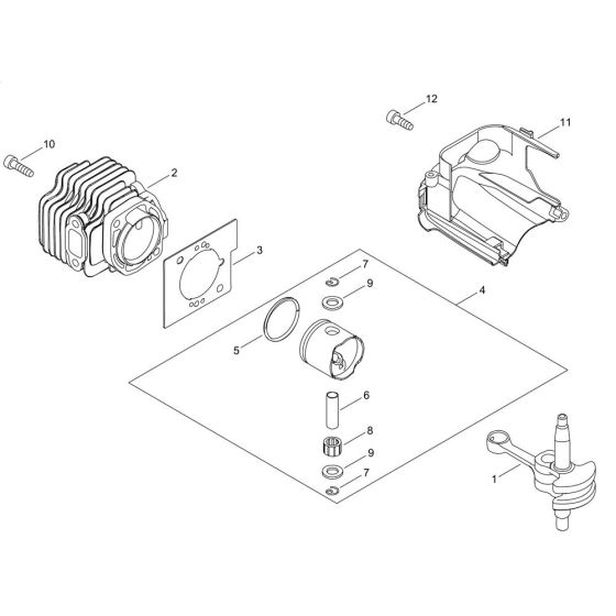 Cylinder, Piston, Crankshaft