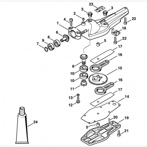 Gear Head 0° Assembly