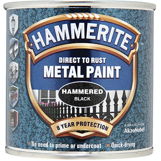 Direct to Rust Hammered Finish Metal Paint Black 250ml by Hammerite - 5084792