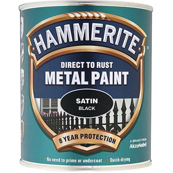 Direct to Rust Satin Finish Metal Paint Black 750ml by Hammerite - 5092829