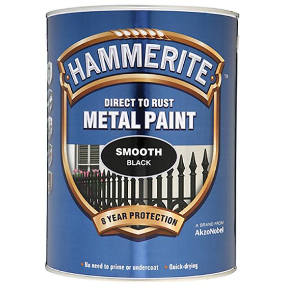 Direct to Rust Smooth Finish Metal Paint Black 5 Litre by Hammerite - 5084867