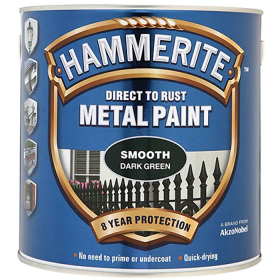 Direct to Rust Smooth Finish Metal Paint Dark Green 2.5 Litre by Hammerite - 5084892