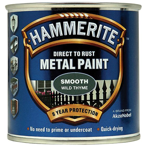 Direct to Rust Smooth Finish Metal Paint Wild Thyme 250ml by Hammerite - 5158229