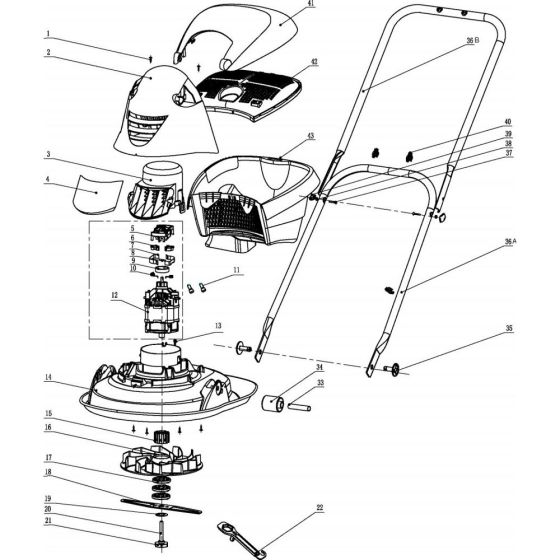 Base Assembly for HOVER VAC 250