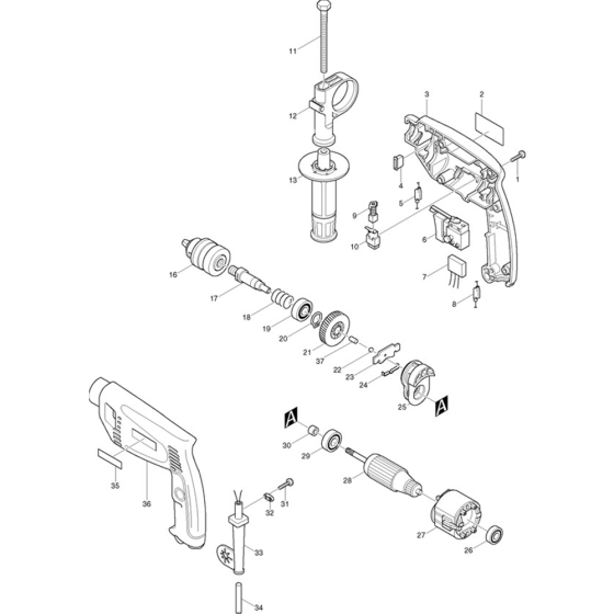 Makita HP1500 Drill Assembly