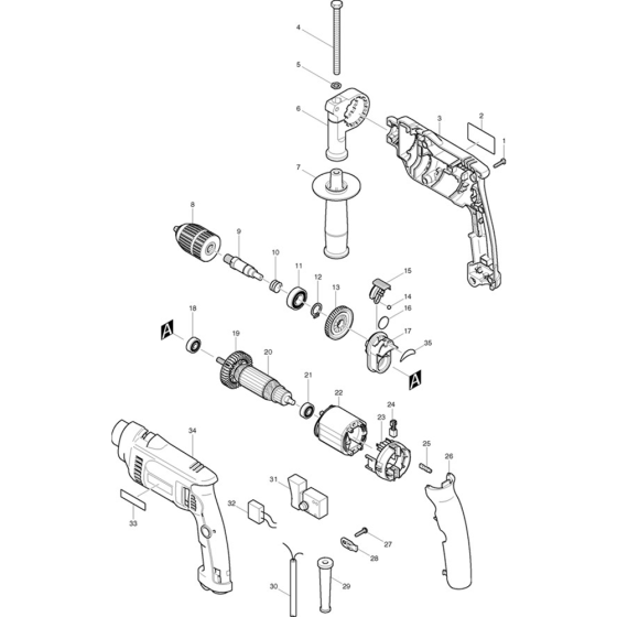 Makita HP1621 Drill Assembly