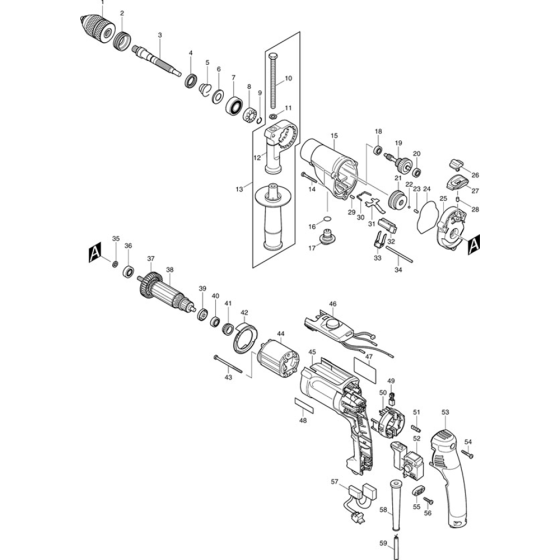 Makita HP2071F Drill Assembly