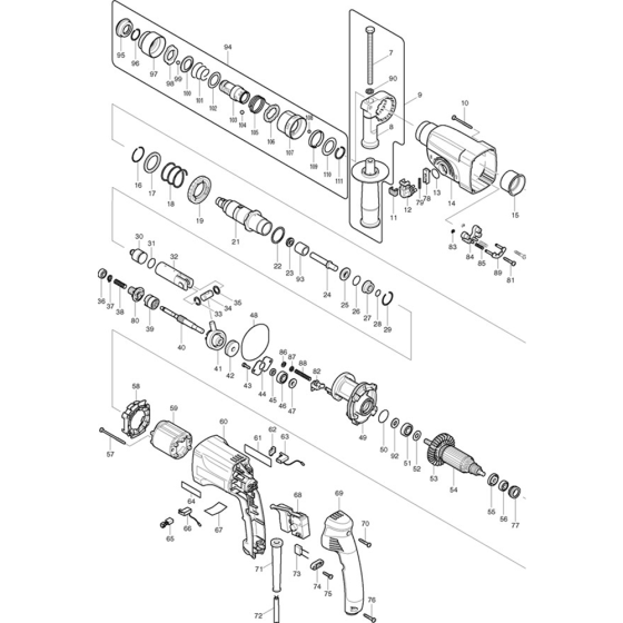 Makita HR2450T Main Assembly