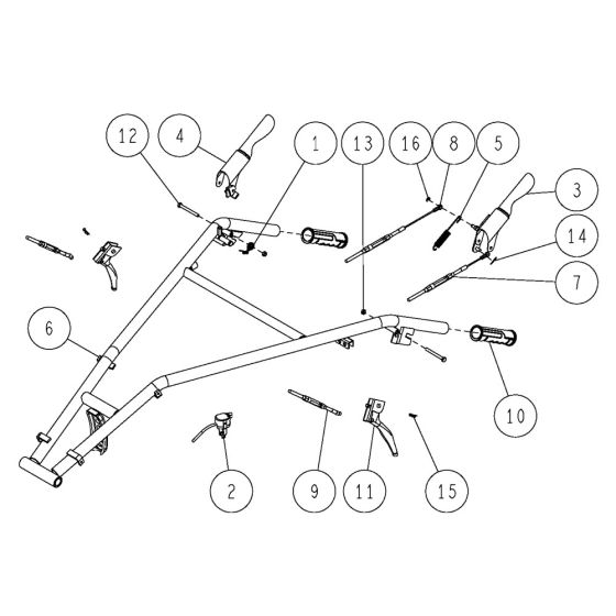 Handle Assembly -1 for OREC HR812 (2021) Mower