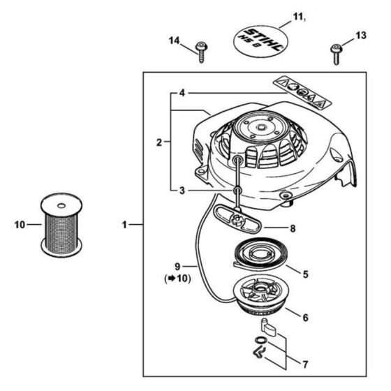 Rewind Starter for Stihl HS 87