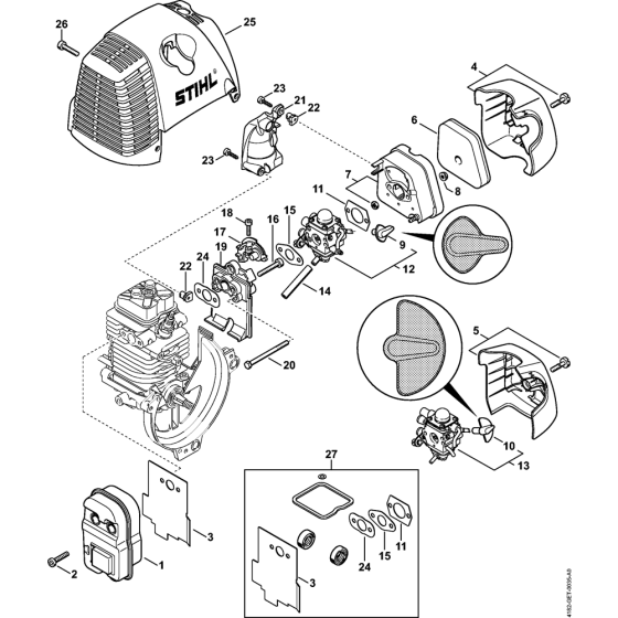 Muffler, Air filter Assembly for Stihl HT100 Pole Pruners